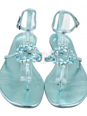 Gucci GG Crystal Embelished Thong Sandals